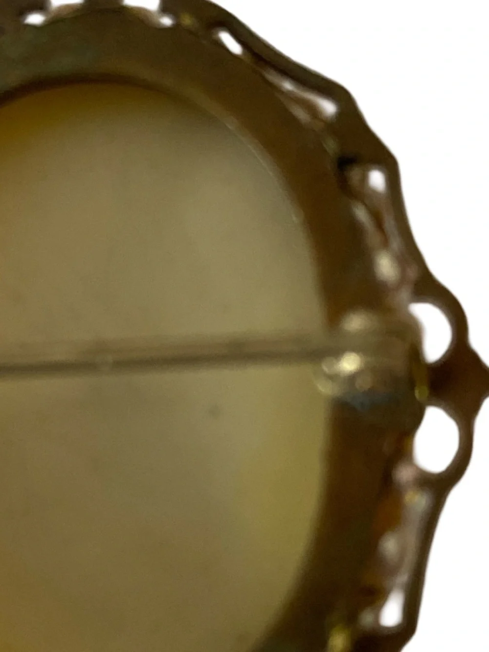 Vintage Estate Cameo Brooch with Pearl Border - Right facing